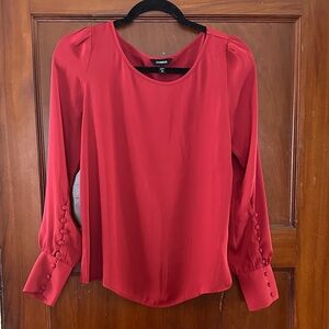 Express Red Blouse with Buttoned Cuffs